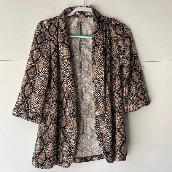Women's Snakeskin Animal Print Blazer Jacket Open Front Lightweight, Sz L - Picture 5 of 9